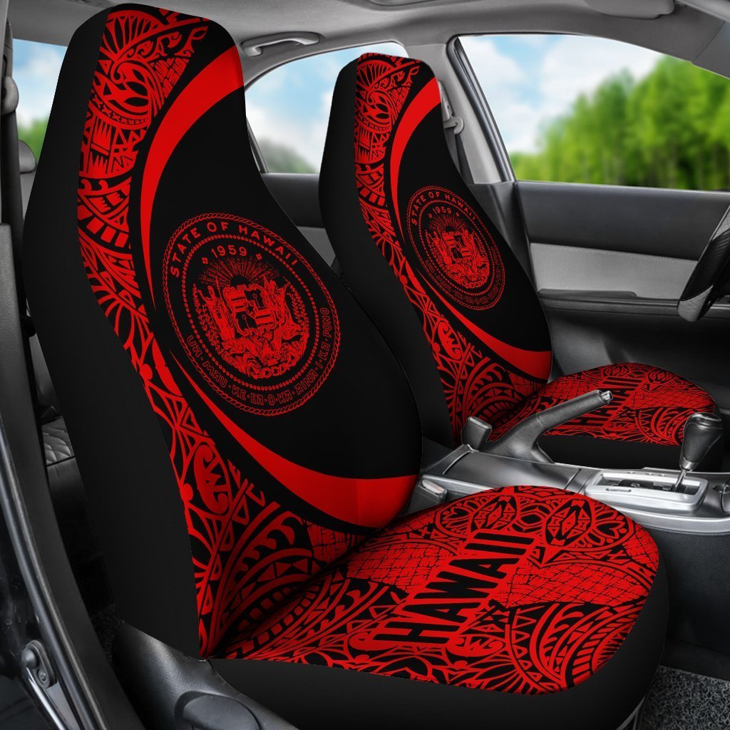 Hawaii Coat Of Arm Polynesian Car Seat Covers - Circle Style 02 J1-CAR SEAT COVERS-Alohawaii-Car Seat Covers-Universal Fit-White-Vibe Cosy™
