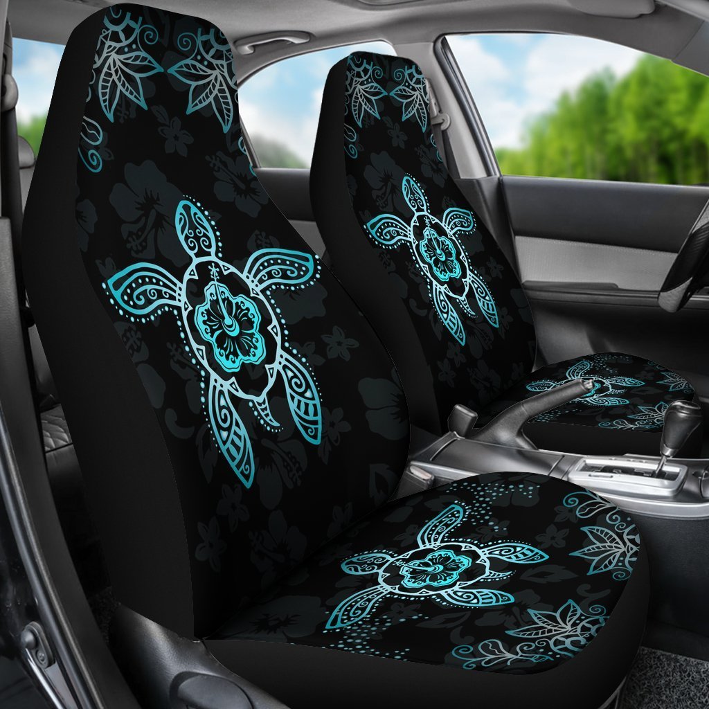 Hawaii Blue Turtle And Hibiscus Car Seat Covers - AH-CAR SEAT COVERS-Alohawaii-Car Seat Covers-Universal Fit-White-Vibe Cosy™