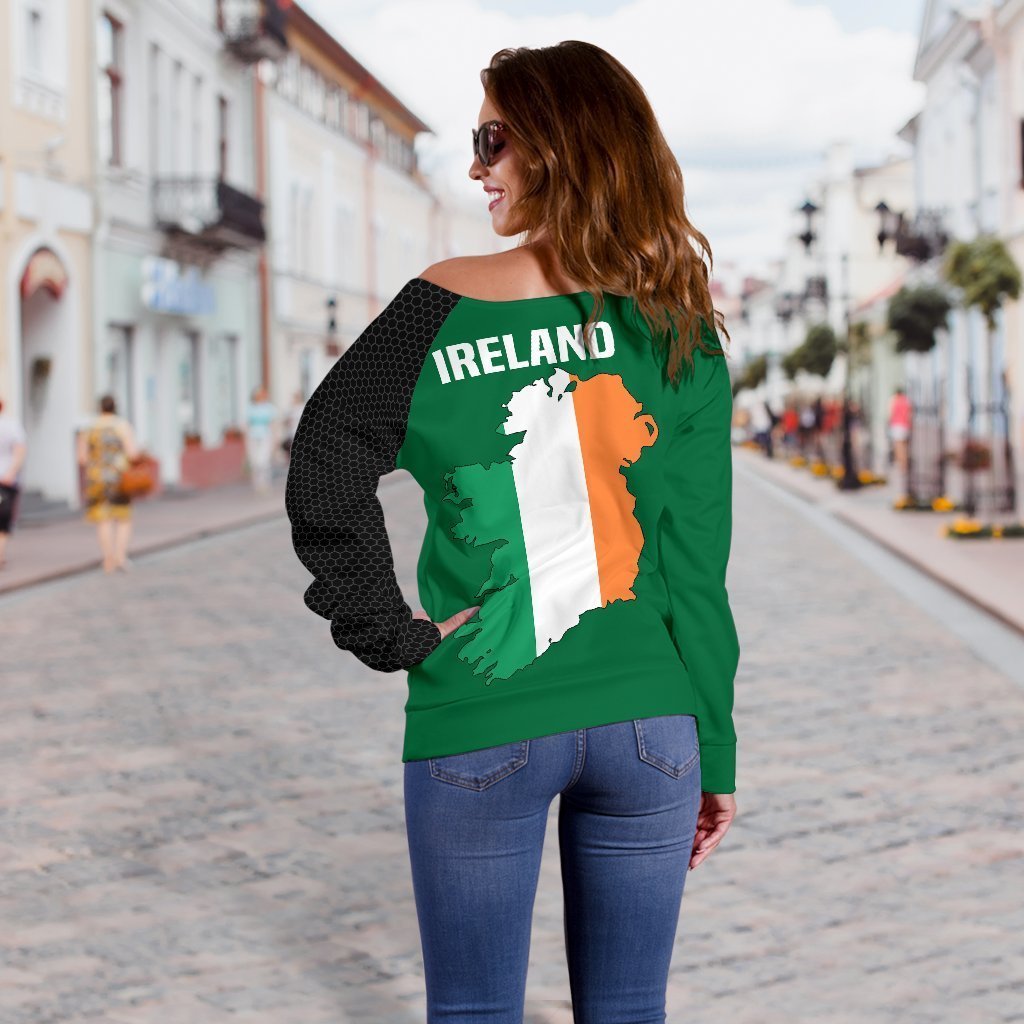 Ireland Map Special Off Shoulder Sweater-WOMENS OFF SHOULDER SWEATERS-HD09-Women's Off Shoulder Sweater - .-2XS-Vibe Cosy™