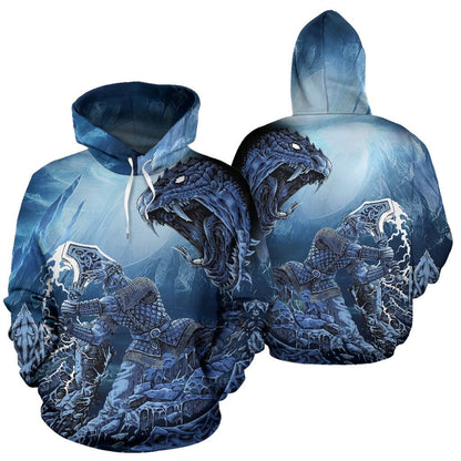 Viking Thor Vs Midgard Serpent All-Over Hoodie A7-ALL OVER PRINT HOODIES (P)-HP Arts-Men's Hoodie - .-S-Blue-Vibe Cosy™