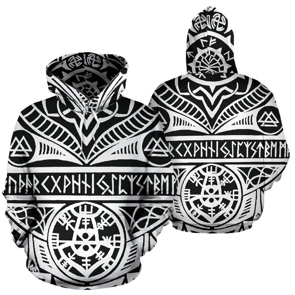 Viking Tattoos™ All Over Hoodie White K4-ALL OVER PRINT HOODIES (P)-HP Arts-Hoodie-S-White-Vibe Cosy™