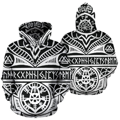 Viking Tattoos™ All Over Hoodie White K4-ALL OVER PRINT HOODIES (P)-HP Arts-Hoodie-S-White-Vibe Cosy™