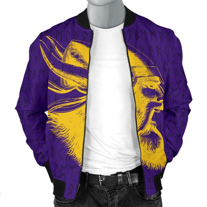 Viking Warrior™ Men's Bomber Jacket TH75-BOMBER JACKETS (P)-HP Arts-Men's Bomber Jacket-S-Purple-Vibe Cosy™