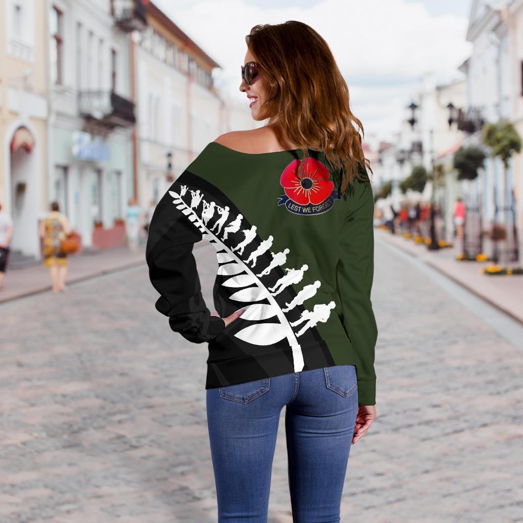 Lest We Forget - New Zealand Green Off Shoulder Sweater K52-WOMENS OFF SHOULDER SWEATERS-HD09-Women's Off Shoulder Sweater - .-2XS-Vibe Cosy™