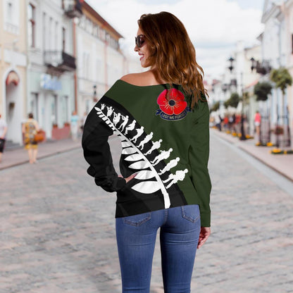 Lest We Forget - New Zealand Green Off Shoulder Sweater K52-WOMENS OFF SHOULDER SWEATERS-HD09-Women's Off Shoulder Sweater - .-2XS-Vibe Cosy™