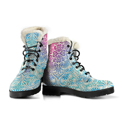 Bohemian Ombre (Sweet Corn) - Vegan Fur Leather Boots-Amaze Style™-Women's Faux Fur Leather BootsBohemian Ombre (Sweet Corn) - Vegan Fur Leather Boots-US5 (EU35)-Vibe Cosy™