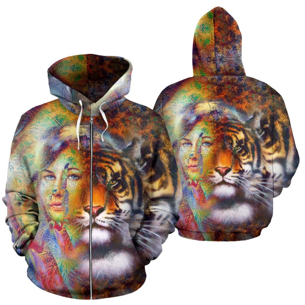 Tigre - Felpa con Zip e cappuccio -Amaze Style™-Men's Zip-Up HoodieTigre - Felpa con Zip e cappuccio -S-Vibe Cosy™