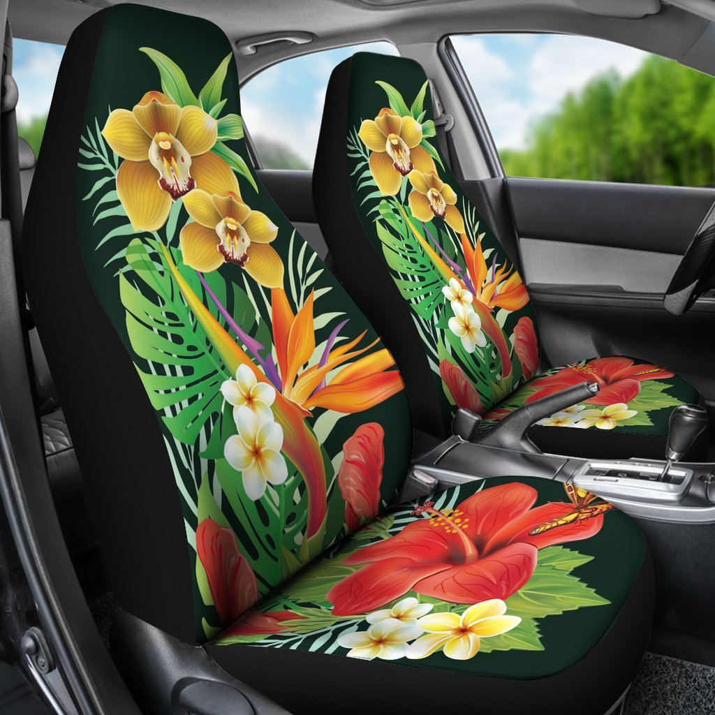 Hibiscus Car Seat Covers - AH-CAR SEAT COVERS-Alohawaii-Car Seat Covers-Universal Fit-White-Vibe Cosy™
