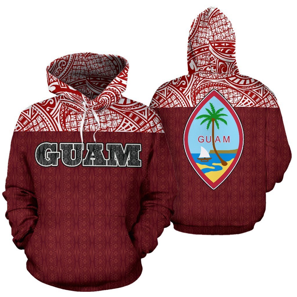 Guam All Over Hoodie - Polynesian Red Version-ALL OVER PRINT HOODIES-HP Arts-Hoodie-S-White-Vibe Cosy™