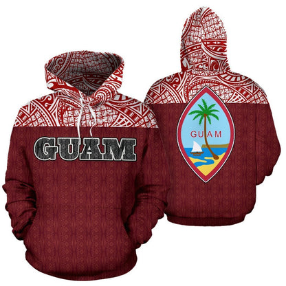 Guam All Over Hoodie - Polynesian Red Version-ALL OVER PRINT HOODIES-HP Arts-Hoodie-S-White-Vibe Cosy™