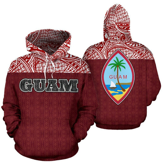 Guam All Over Hoodie - Polynesian Red Version-ALL OVER PRINT HOODIES-HP Arts-Hoodie-S-White-Vibe Cosy™