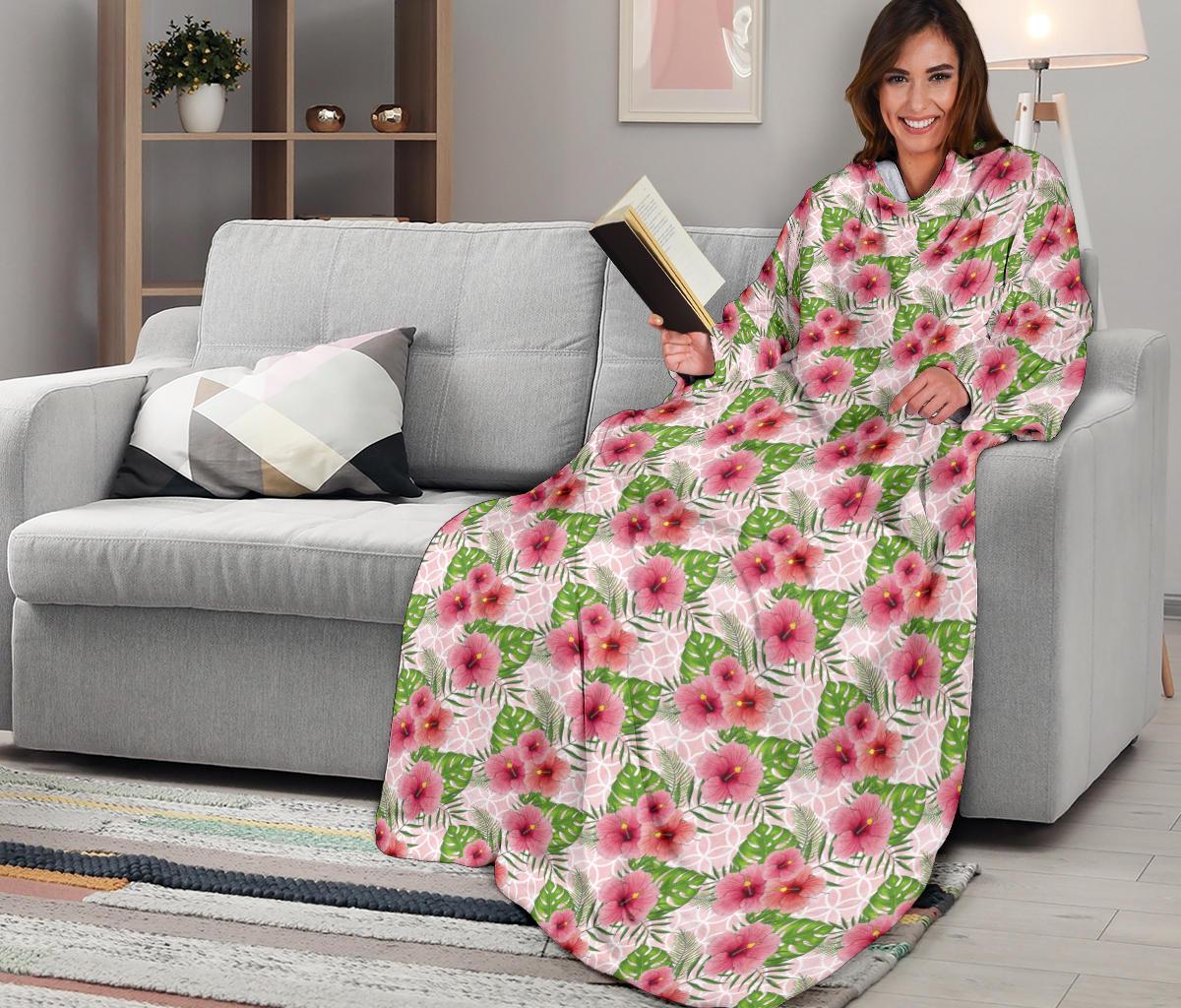 roses sleeve blanket-Amaze Style™-Sleeve Blanket - roses sleeve blanket-Adult 69"X53"-Vibe Cosy™