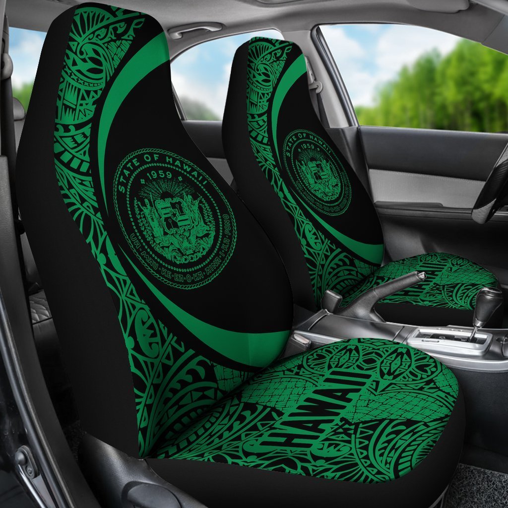 Hawaii Coat Of Arm Polynesian Car Seat Covers - Circle Style 04 J1-CAR SEAT COVERS-Alohawaii-Car Seat Covers-Universal Fit-White-Vibe Cosy™