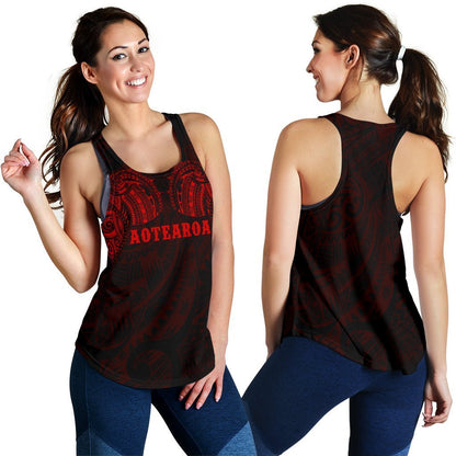 Aotearoa Maori Tattoo Women's Racerback Tank Red K4-WOMENS RACERBACK TANK-HD09-Racerback Tank Top - .-XS-Vibe Cosy™