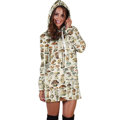 All Over Print Champignons-Apparel-NTH-Hoodie Dress-S-Vibe Cosy™