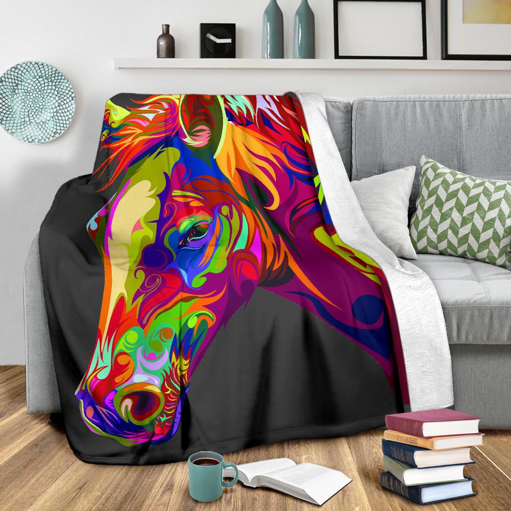Cavallo Colorato/Nero - Coperta in Pile -Amaze Style™-Premium BlanketCavallo Colorato/Nero - Coperta in Pile -Youth (56 x 43 inches / 140 x 110 cm)-Vibe Cosy™