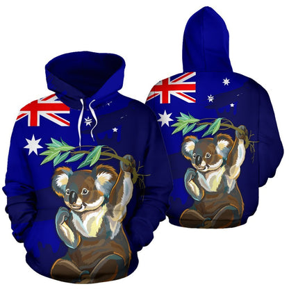 Australia Koala All Over Hoodie 02 JT6-ALL OVER PRINT HOODIES (P)-HP Arts-Hoodie-S-Black-Vibe Cosy™