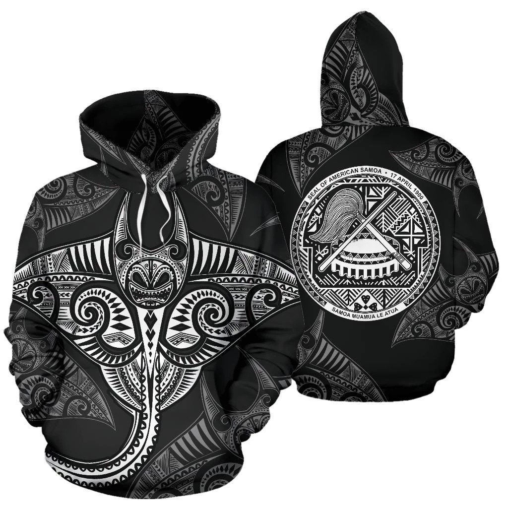 American Samoa Manta Ray Fish All Over Hoodie TT050838-Apparel-TT-Hoodie-S-Vibe Cosy™