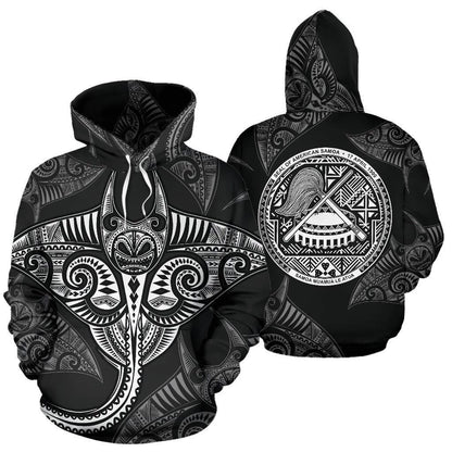 American Samoa Manta Ray Fish All Over Hoodie TT050838-Apparel-TT-Hoodie-S-Vibe Cosy™