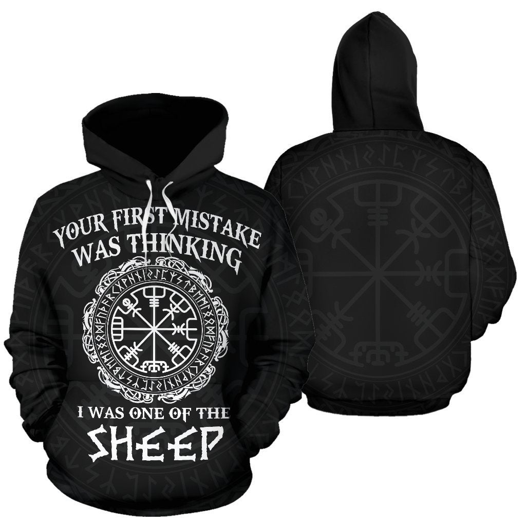Viking Hoodie - Your First Mistake-ALL OVER PRINT HOODIES (P)-HP Arts-Hoodie-S-Black-Vibe Cosy™