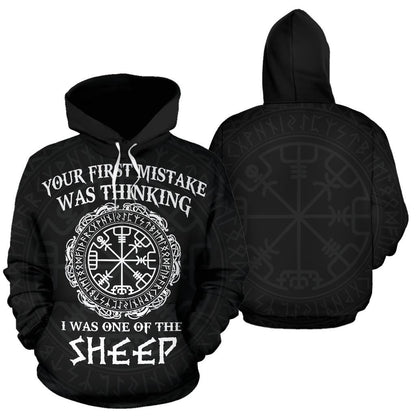 Viking Hoodie - Your First Mistake-ALL OVER PRINT HOODIES (P)-HP Arts-Hoodie-S-Black-Vibe Cosy™