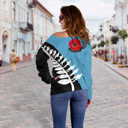 Lest We Forget - New Zealand Blue Off Shoulder Sweater K52-WOMENS OFF SHOULDER SWEATERS-HD09-Women's Off Shoulder Sweater - .-2XS-Vibe Cosy™