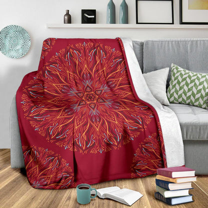 Mandala P1 (Jester Red) - Throw Blankets-Amaze Style™-Premium BlanketMandala P1 (Jester Red) - Throw Blankets-Youth (56 x 43 inches / 140 x 110 cm)-Vibe Cosy™