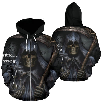 Your time is up all over zip-up hoodie-6teenth Outlet-Men's Zip-Up Hoodie - Your time is up all over zip-up hoodie-S-Vibe Cosy™