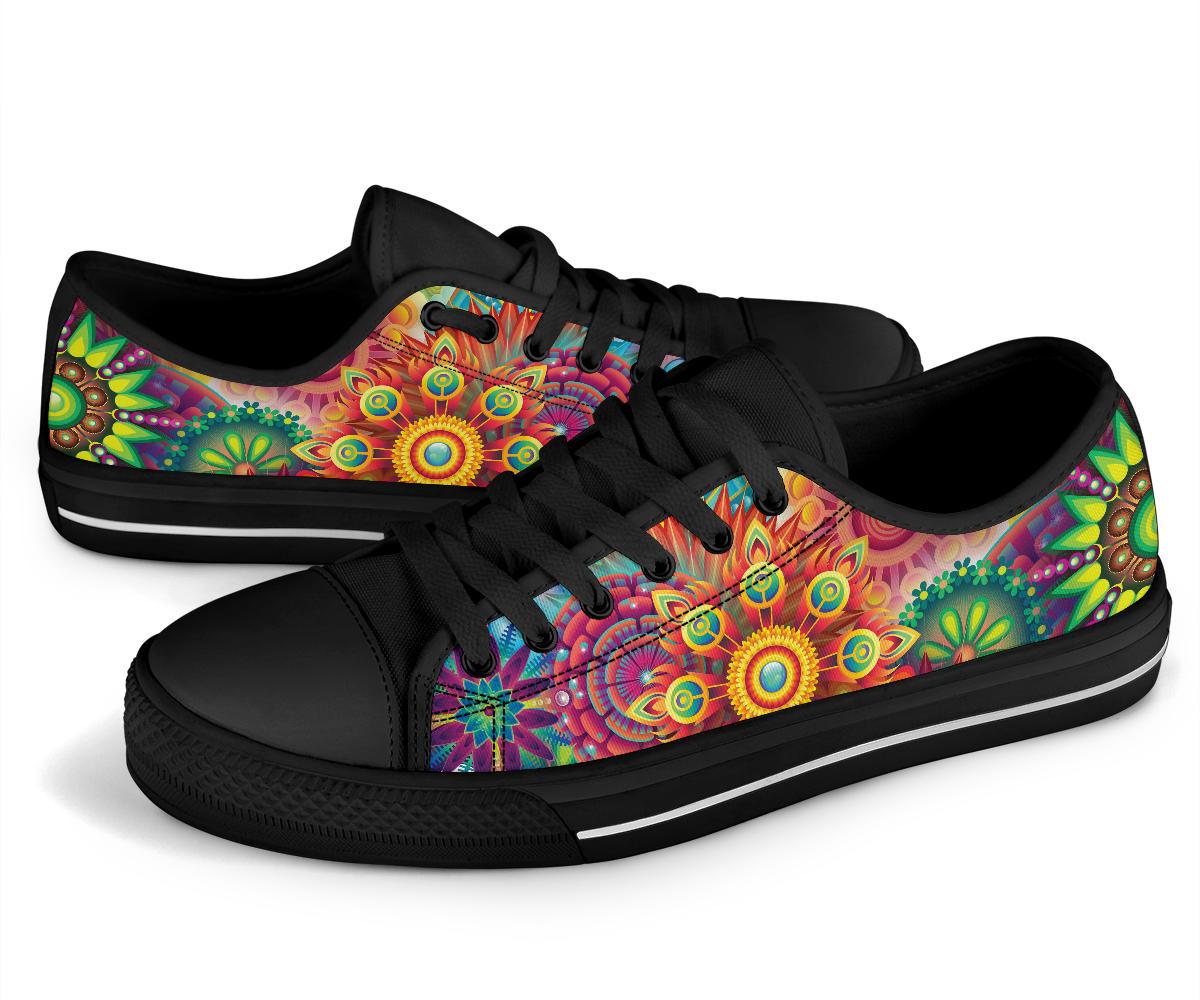 Abstract Bright Floral - Low Top Canvas Shoes-Amaze Style™-Womens Low Top - Abstract Bright Floral - Low Top Canvas Shoes-US5.5 (EU36)-Vibe Cosy™