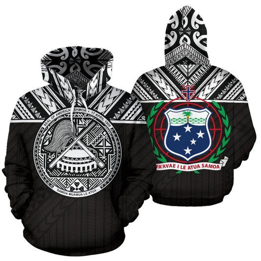 American Samoa And Samoa All Over Hoodie - PL-ALL OVER PRINT HOODIES (P)-PL8386-Hoodie-S-Black-Vibe Cosy™