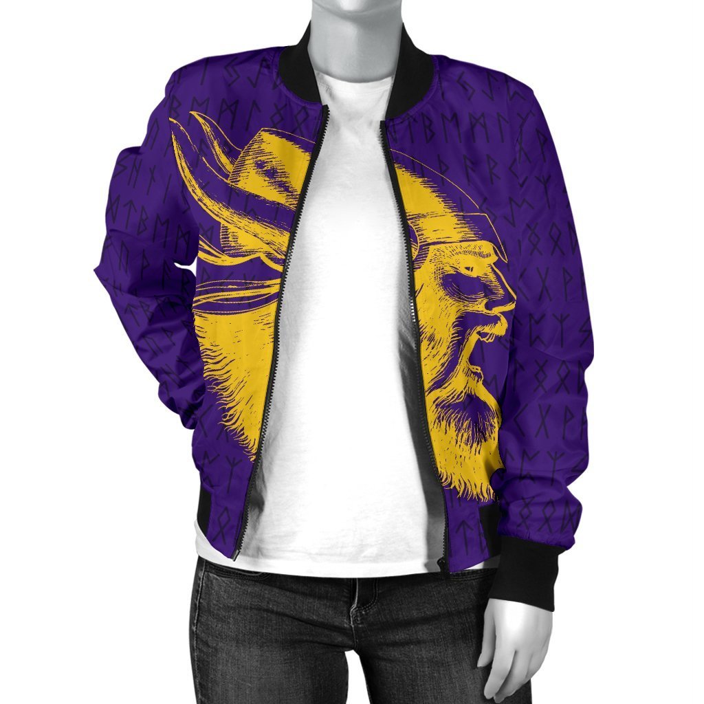 Viking Warrior™ Women's Bomber Jacket TH75-BOMBER JACKETS (P)-HP Arts-Women's Bomber Jacket-S-Purple-Vibe Cosy™