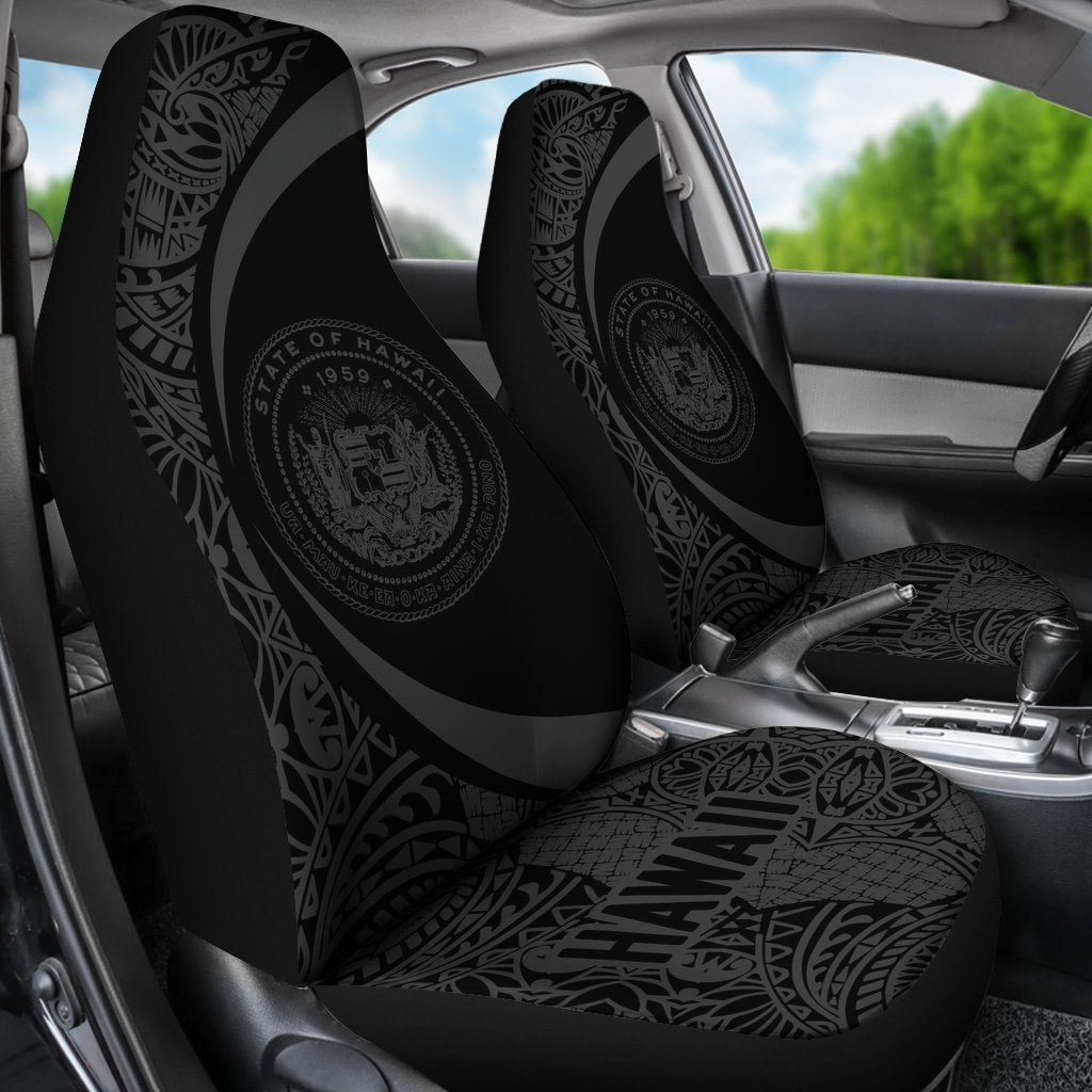 Hawaii Coat Of Arm Polynesian Car Seat Covers - Circle Style 07 J1-CAR SEAT COVERS-Alohawaii-Car Seat Covers-Universal Fit-White-Vibe Cosy™