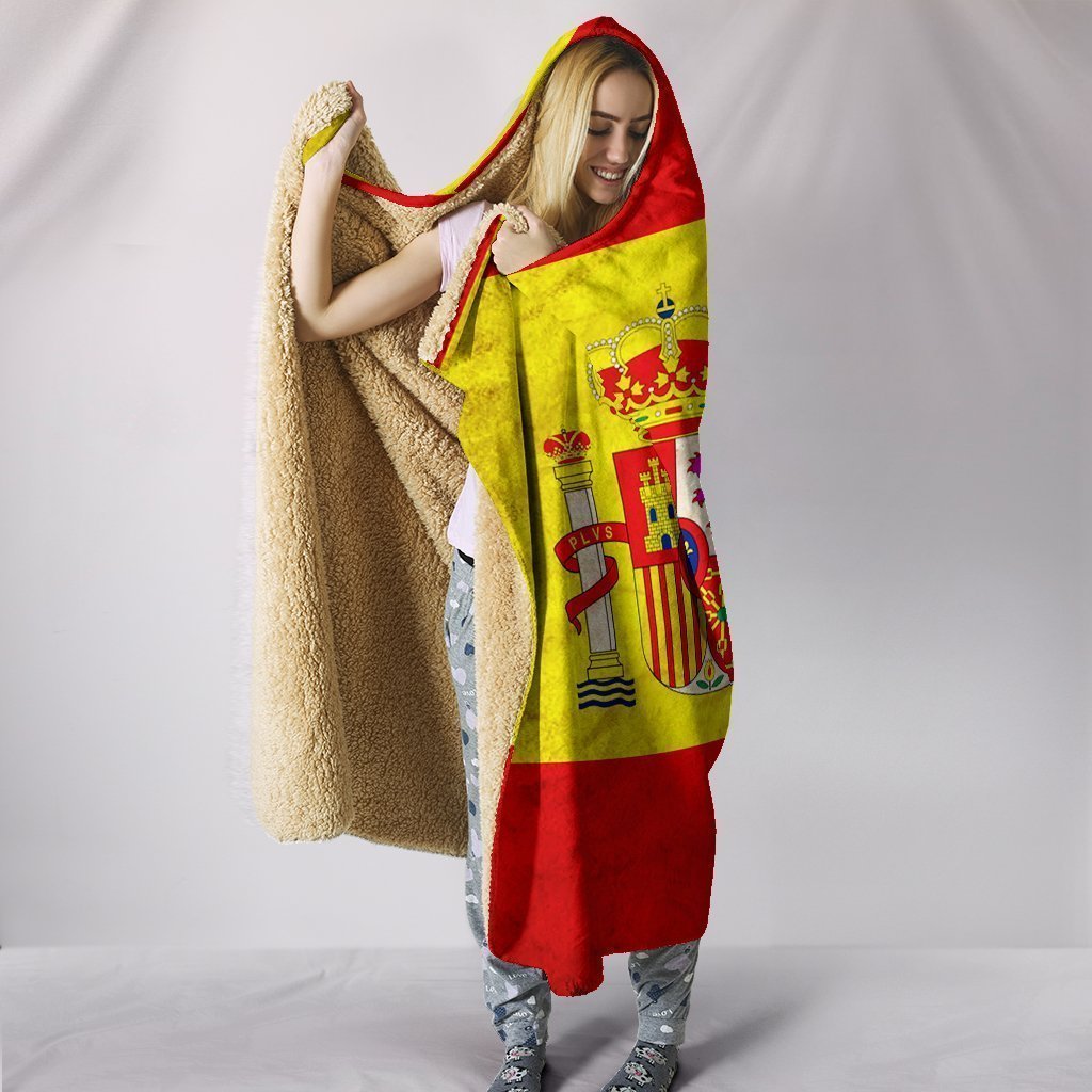 Custom Hoodie Blanket - Spanish Flag-6teenth World™-Hooded Blanket-Youth 60"x45"-Vibe Cosy™