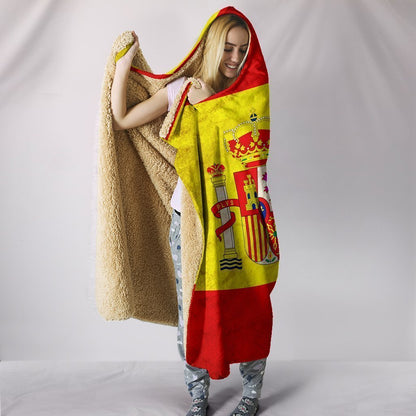 Custom Hoodie Blanket - Spanish Flag-6teenth World™-Hooded Blanket-Youth 60"x45"-Vibe Cosy™