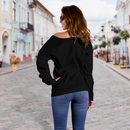 Floral Feather Lion (Black) - Women's Off Shoulder Sweater-Amaze Style™-Women's Off Shoulder Sweater - Floral Feather Lion (Black) - Women's Off Shoulder Sweater-2XS-Vibe Cosy™