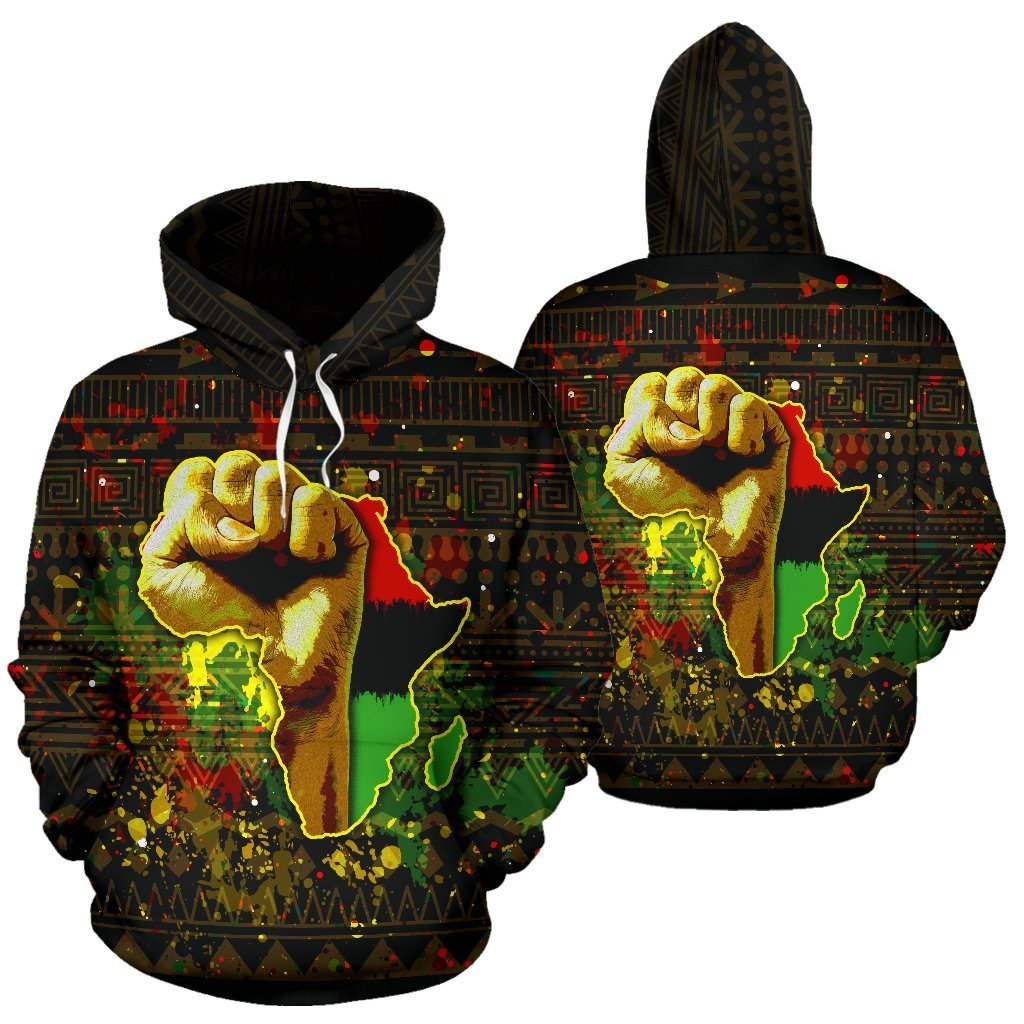 African Hoodie - Africa Black Power All Over Hoodie-ALL OVER PRINT HOODIES-HPArt-Men-S-Black-Vibe Cosy™