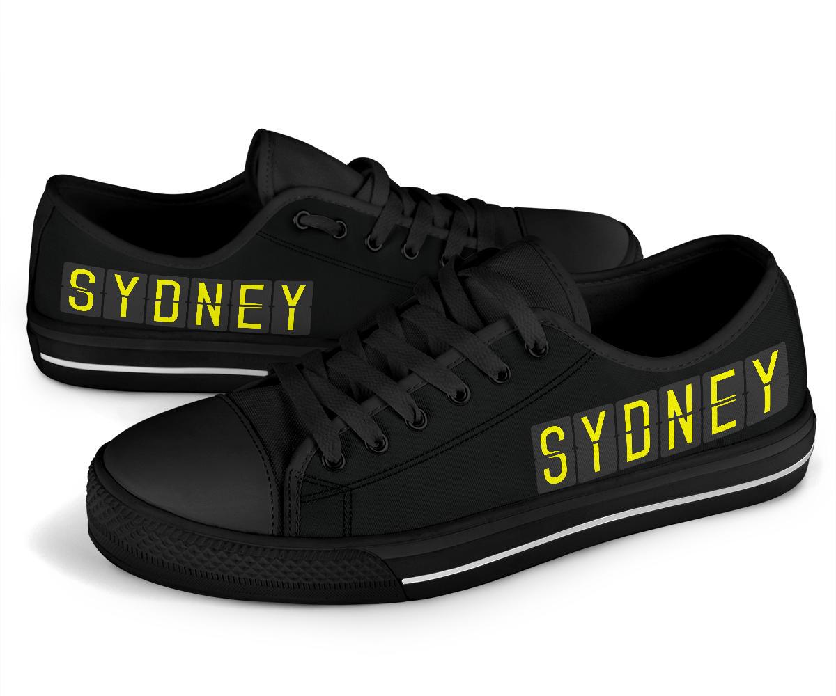 Airport Destinations SYDNEY (Black) - Low Top Canvas Shoes-Amaze Style™-Womens Low Top - Airport Destinations SYDNEY (Black) - Low Top Canvas Shoes-US5.5 (EU36)-Vibe Cosy™