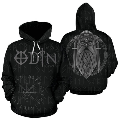 Odin - God Of Viking Hoodie-ALL OVER PRINT HOODIES (P)-HP Arts-Hoodie-S-Black-Vibe Cosy™