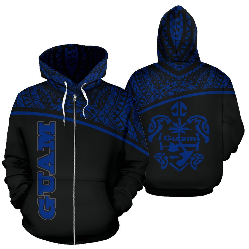 Guam All Over Zip-Up Hoodie - Micronesian Curve Blue Style-ALL OVER PRINT ZIP-UP HOODIES-HP Arts-Zip- Up Hoodie-S-Blue-Vibe Cosy™