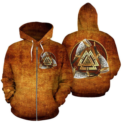 Viking Vintage All Over Zip-Up Hoodie - BN01-ALL OVER PRINT ZIP HOODIES (P)-HP Arts-Zip-Up Hoodie-S-Vibe Cosy™