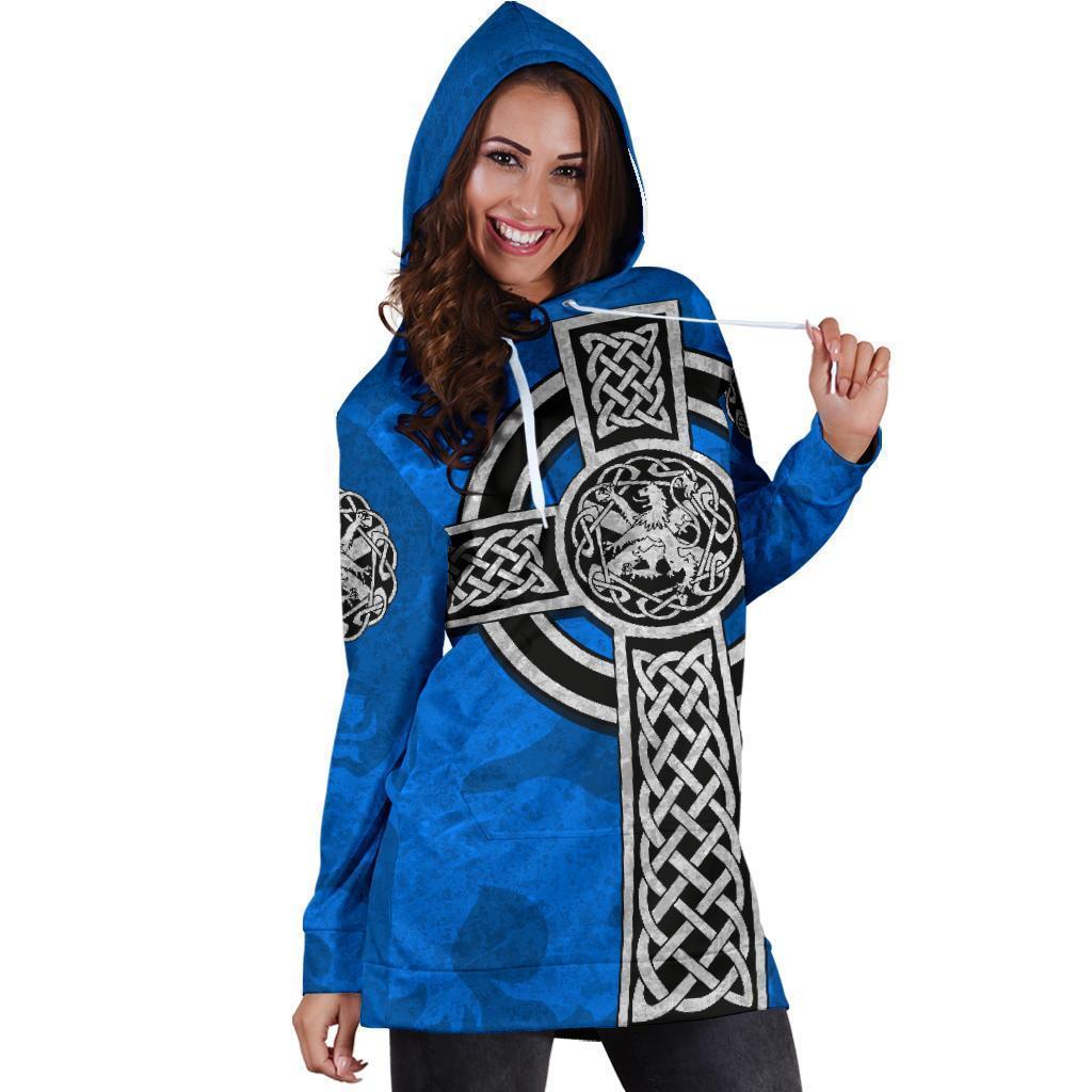 Scottish Lion Celtic Cross Hoodie Dress NNK1521-Apparel-NNK-Hoodie Dress-S-Vibe Cosy™