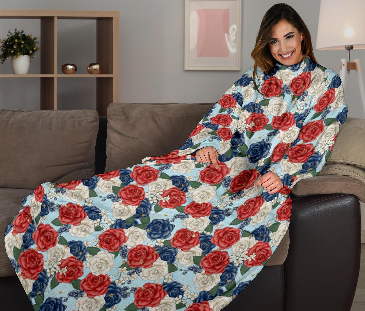 Roses sleeve blanket-Amaze Style™-Sleeve Blanket - Roses sleeve blanket-Adult 69"X53"-Vibe Cosy™