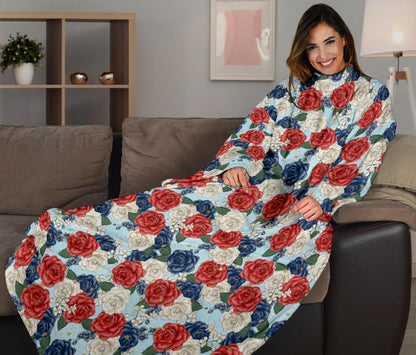 Roses sleeve blanket-Amaze Style™-Sleeve Blanket - Roses sleeve blanket-Adult 69"X53"-Vibe Cosy™