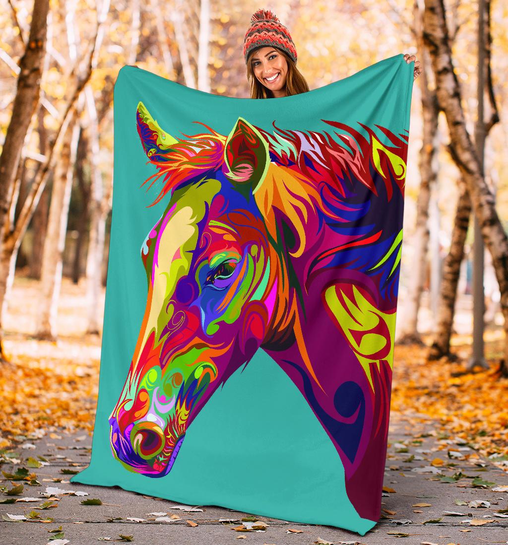Cavallo Colorato Turchese - Coperta in Pile -Amaze Style™-Premium BlanketCavallo Colorato Turchese - Coperta in Pile -Youth (56 x 43 inches / 140 x 110 cm)-Vibe Cosy™