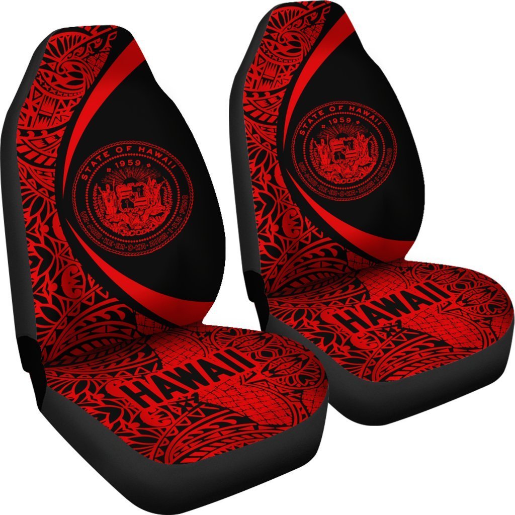 Hawaii Coat Of Arm Polynesian Car Seat Covers - Circle Style 02 J1-CAR SEAT COVERS-Alohawaii-Car Seat Covers-Universal Fit-White-Vibe Cosy™
