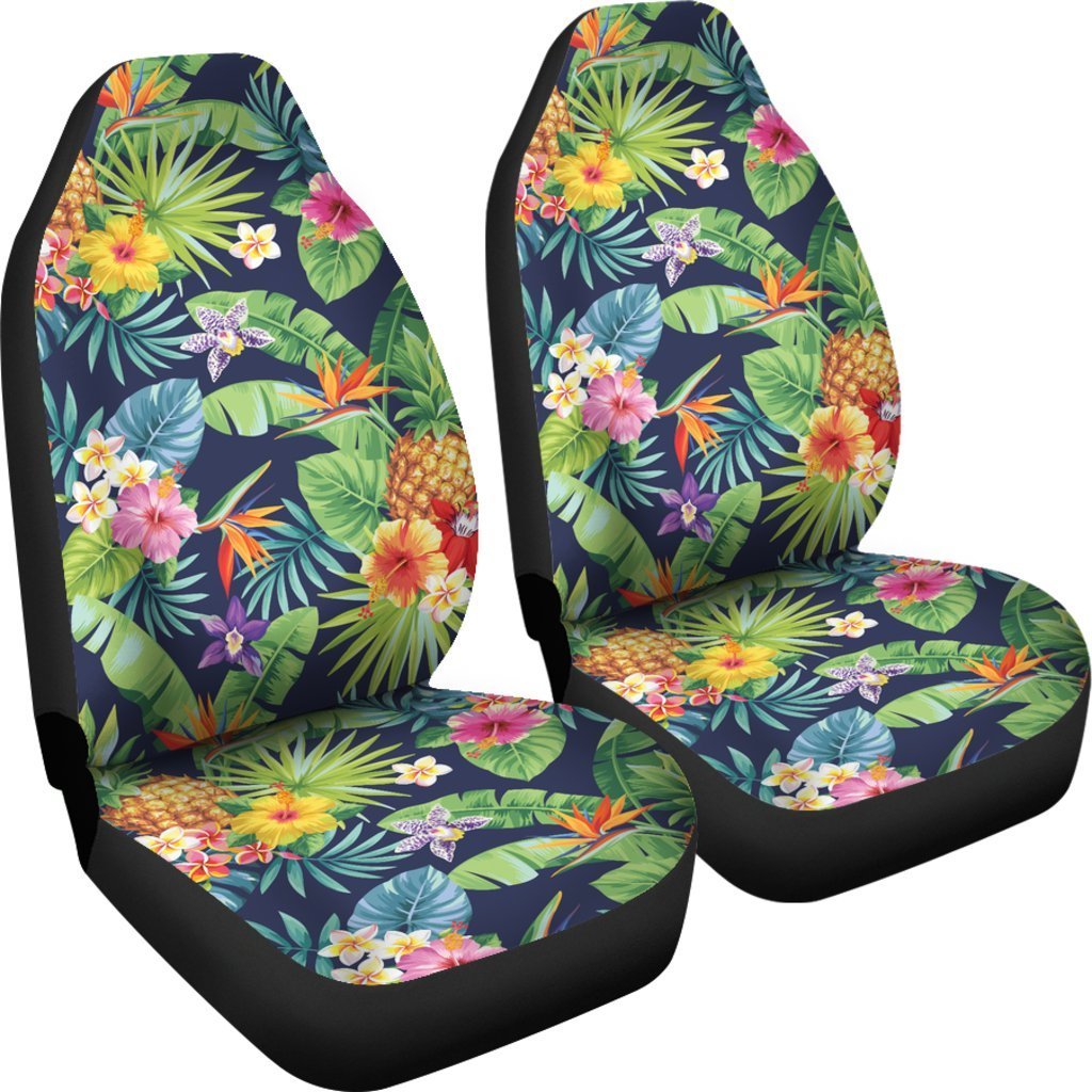 Pineapple and Flower Car Seat Cover - AH - K5-CAR SEAT COVERS-Alohawaii-Car Seat Covers-Universal Fit-White-Vibe Cosy™
