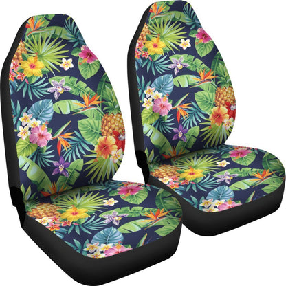 Pineapple and Flower Car Seat Cover - AH - K5-CAR SEAT COVERS-Alohawaii-Car Seat Covers-Universal Fit-White-Vibe Cosy™