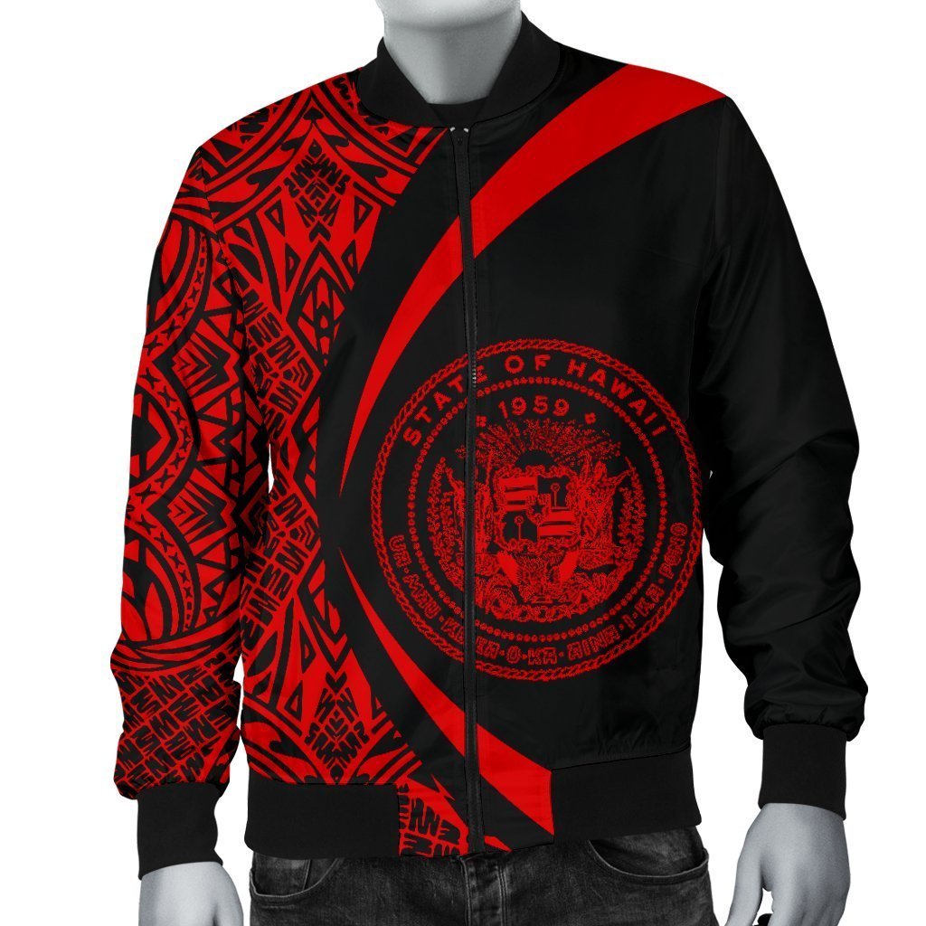 Hawaii Coat Of Arm Polynesian Men's Bomber Jacket - PL01-BOMBER JACKETS (P)-PL8386-Men's Bomber Jacket-S-White-Vibe Cosy™