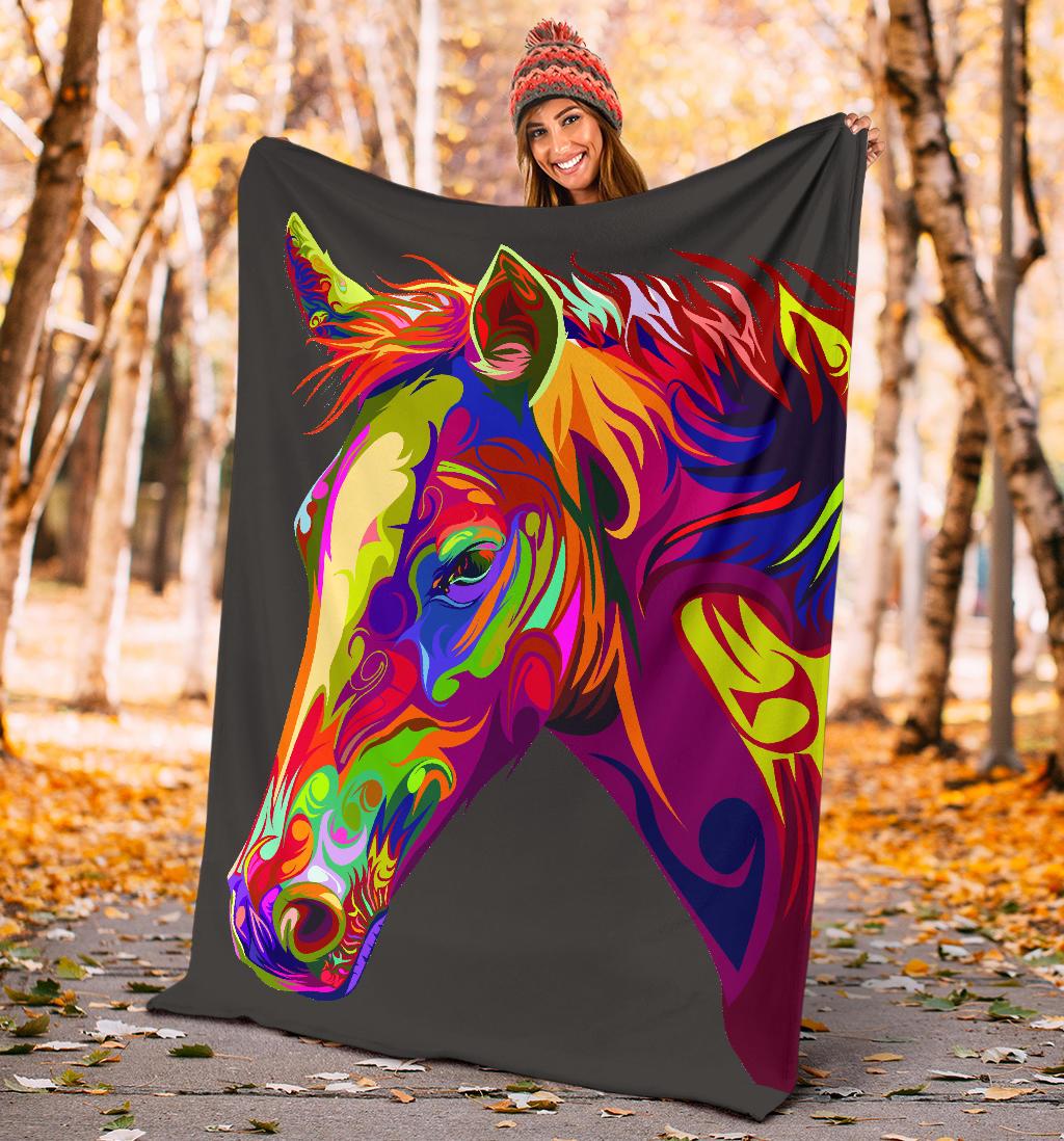 Cavallo Colorato/Nero - Coperta in Pile -Amaze Style™-Premium BlanketCavallo Colorato/Nero - Coperta in Pile -Youth (56 x 43 inches / 140 x 110 cm)-Vibe Cosy™