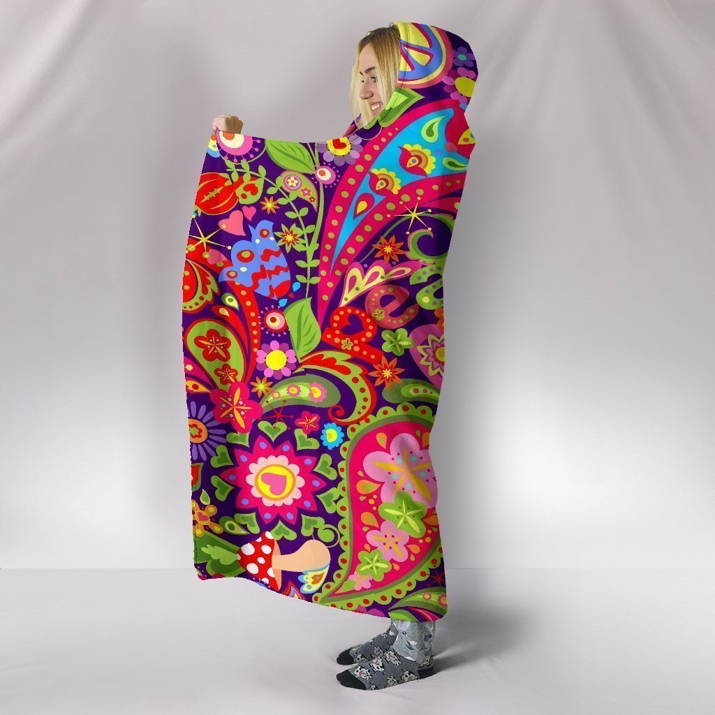 Hippie Peace Hoodie Blanket-6teenth World™-Hooded Blanket-Youth 60x45-Vibe Cosy™